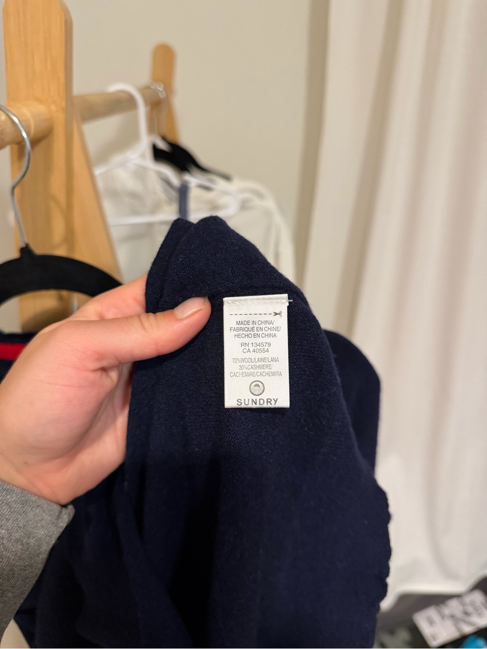 Sundry Navy Crewneck Sweater with White 'SEA SALT SUN' Graphic - Picture 5 of 7